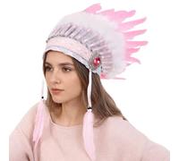 Realistic Looking Headdress Rainbow Color Cultural Headwear with Various Embellishments for Role Playing Game Themed Party Headgear