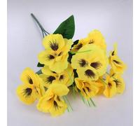 Realistic Looking Pansy Flowers Made from Silk for Use in Home or Office Decor with Consistent Appearance Over Time (Yellow)