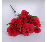 Realistic Looking Pansy Flowers Made from Silk for Use in Home or Office Decor with Consistent Appearance Over Time (Red)