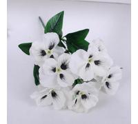 Realistic Looking Pansy Flowers Made from Silk for Use in Home or Office Decor with Consistent Appearance Over Time (White)
