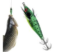 Realistic Luminous Round Belly Squid Jig with Hook, Sea Fishing Squid Lures for Bar, Octopus, Lake, River, Stream, Reservoir, Coastal Area and Shoreline