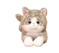 Realistic Lying Plush Cat - Gray/White, 19.6 Inch Body Pillow Toy, Lying Pose Kitten Stuffed Animal, Ultra-Soft Faux Fabric, Weighted Relaxation Design | Kids, Girls, Birthday, Adult Stress Relief