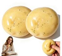 Realistic Mashed Potato Stress Ball with Black Pepper and Scallion Flecks, 2.4 Inch Soft Filled Anxiety Relief Squeeze Toy, Shapeable Dough Like Fidget for Adults, Funny Fake Food Desk Decor Gift