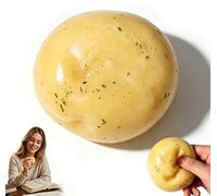 Realistic Mashed Potato Stress Ball with Black Pepper and Scallion Flecks, 2.4 Inch Soft Filled Anxiety Relief Squeeze Toy, Shapeable Dough Like Fidget for Adults, Funny Fake Food Desk Decor Gift