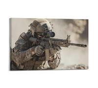 Realistic Military Poster Featuring A Soldier in Action, Aiming Rifle, Perfect for Military - Themed Decor. Decorative Painting Canvas Wall Posters And Modern Family Bedroom Decor 16x24inch(40x60cm)