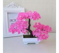 Realistic Mini Bonsai Plants for Weddings and Home Decor, Easy to Move and Place Anywhere (Pink)
