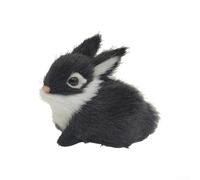 Realistic Mini Plush Bunny Ornament, for Home Bathroom Garden Décor, Soft Stuffed Rabbit Figurine White Black Gray Brown(Black)