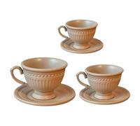 Realistic Miniature Coffee Cup Set with Saucers Model Figure Doll House Decoration for Creative Scene Building 3Pcs French Miniature Coffee Cups