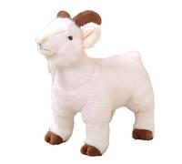 Realistic Mountain Goat Plush Toy Stuffed Animal Doll for Girls, 18cm Small Cartoon Lamb Plush Figure, Soft Cuddly Animal Plush for Bedroom Decor, Nursery Toy, Collectible Doll