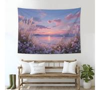 Realistic Natural Tapestry Blue Purple Wall Hanging Designs for Home Sunset Clouds At The Seaside Decoration Bedroom Living Room Wall Tapestry 90 x 120cm