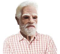 Realistic Old Man Face Cover - Halloween Realistic Latex Face Cover - Adjustable Latex Helmet Headgear Costume for Carnival Theater Christmas Cosplay Haunted House Events Masquerade