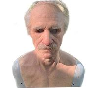 Realistic Old Man Face Mask Christmas Latex Decor Mask Scary Full Head Creepy Wrinkle Face Cosplay Props, Realistic