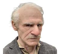 Realistic Old Man - Lifelike Silicone Disguises, Aged Character Head Cover | Funny Wrinkled Elderly Costume, Stage Roleplays Prop, Carnival Party Novelty Cloak, Cosplay Prank Halloween