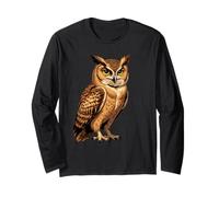 Realistic Owl Illustration - Wildlife Forest Bird Long Sleeve T-Shirt