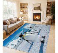 Realistic Penguin Floor Mat 50x80 cm, Polar Animal Rugs for Living Room Bedroom, Washable Non Slip Area Rugs, Pattern Small Carpet, Home Decor C&J43
