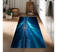 Realistic Photography Carpet Runner 50 x 140 cm, Non Slip Runner Hallway Door Mat - Northern Snowy Mountains Stripes Washable Area Rugs Kitchen Floor Mat Carpet for Bathroom Entrance Bedroom Stair