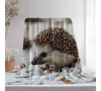 Realistic Photography Cute Hedgehog Throw Blanket, Fuzzy Fluffy Soft Cozy Blanket for Couch Bed Sofa - White Cozy Reversible Blanket Gifts for Mom Dad Kids 180 x 200 cm