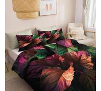Realistic Photography Duvet Cover Sets Super King, Ultrasoft Hypoallergenic Reversible Plants Green Leaves Texture Quilt Covers Non Iron Luxury Bedding Set for Girls, Boys and Teens 260 x 220 cm