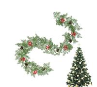Realistic Pine Garland, Artificial Fir Garland with Cones and Red Berries, 200 cm, for Windowsill, Stairs, Table Decoration, Decoration for Fireplace, Table, Home, Entrance, Stairs, Indoor, Outdoor
