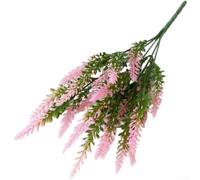 Realistic Plastic Lavender Stems 5 Branch Artificial Flower Bouquet Grain Ear Design For Wedding Centerpiece Hotel Decor Home Office Tabletop Display 38cm Height(J)