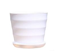 Realistic Plastic Plant Pot 13.5cm Drainage Hole(White)