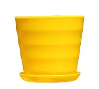 Realistic Plastic Plant Pot 13.5cm Drainage Hole(Yellow)
