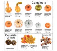 Realistic Plastic Pumpkin Decor Set 23pcs DIY Craft(86pcs) | Includes for mini pumpkins, pinecones, maple leaves, for versatile mix for endless creative arrangements