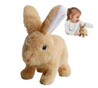 Realistic Plush Toy Rabbit - 16x9x16cm Realistic Interactive Rabbit | Interactive Plush Figure Toy Cute Stuffed Toy Rabbit | Electronic Pet Realistic Rabbit, Jump, Pull, and SC