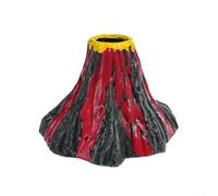 Realistic PVC Aquarium Rockery Kit for Fish Tanks - Volcanic Mountain Decor with Flat Base, Safe Resin Material, 5-Piece Set (Black & Red), 5.8-7 cm(A)