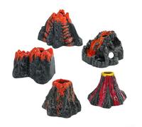 Realistic PVC Aquarium Rockery Kit for Fish Tanks - Volcanic Mountain Decor with Flat Base, Safe Resin Material, 5-Piece Set (Black & Red), 5.8-7 cm(A+B+C+D+E)