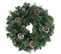 Realistic PVC Winter Wreath 12 Inch Round Holiday Garland