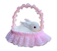 Realistic Rabbit Figures, Imitate Animal Bunny Toy with Basket - Photo Props for Living Room, Simulation Animal Model Decoration