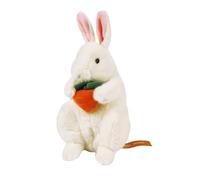 Realistic Rabbit Plush Toy Eating Vegetables - 23cm Zodiac Year of Rabbit Mascot Doll, Soft Stuffed Animal with Carrot, Educational Gift for Kids, Home Decor