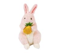 Realistic Rabbit Plush Toy Eating Vegetables - 23cm Zodiac Year of Rabbit Mascot Doll, Soft Stuffed Animal with Carrot, Educational Gift for Kids, Home Decor