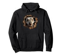 Realistic Raptor Dino Emerging Cracked Wall Pullover Hoodie