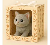 Realistic Robotic Kitten Toy 2025, Lifelike Cat That Walks Meows Wags Tail, AI Interactive Plush Pet for Kids Seniors Therapy Comfort gray