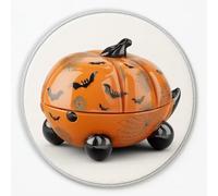 Realistic Round Rug Washable Classic Orange, Pumpkin Carriage Ceramic Hd Aesthetic Thin Bedside Bath Mats for Kids Room - Large 80 cm