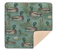 Realistic Safari Duck Pattern Large Sturdy Baby Gym & Activity Mat for Indoor Outdoor Waterproof Baby Crawling Mat for Baby Kids Toddlers Infants, 50'' x 50''