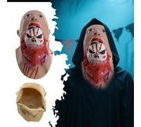 Realistic Scary Latex Halloween for Adults |,Skeleton & Clown Terrifier Costume Adult(Red 5,40x20cm)