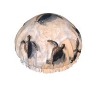 Realistic Sea Turtles And Tropical Beach Bath Cap