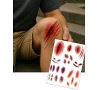 Realistic SFX Wound & Bruise Temporary Tattoo Set - 2x A5 Sheets for Film, TV & Theatre - Cuts, Scratches, Blood & Bruising - Ultra-Realistic Special Effects Makeup