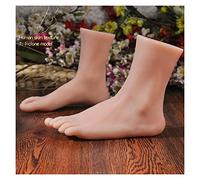 Realistic Silicone Foot Model Silicone Foot Model Lifesize Female For Sketch Drawing Shoe Socks Sandal Display Art TPE Sketch Medicine Stage Nail(Wheat Toes bone,One pair of feet)