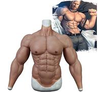 Realistic Silicone Muscle Suit for Men, Upgraded Fake Belly Cosplay, No-Oil Simulation for Halloween Parties, Perfect for Male Transformation