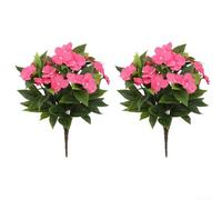 Realistic Silk Impatiens Flower Bouquet for Home and Garden Decor Crafted to Mimic Natural Flowers (Rose red)