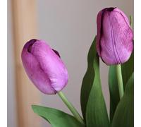 Realistic Silk Tulips 5pcs 36cm Artificial Flowers(White) | Moisturizing silk cloth, vibrant shades, fade resistant colors, white pink yellow orange purple red