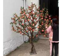 Realistic Simulated Persimmon Tree - Faux Fruit Tree for Indoor Outdoor Decorative Landscape,Fake Tree with Orange Fruits, Ideal for Window Display or Garden(7mx6m)