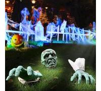 Realistic Skeleton Stakes Halloween Decorations Outdoor, Skeleton Coming Out Of Ground, Ground Breaker Skeletons, 3 Pieces Realistic Decor For Haunted House Garden