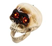Realistic Skull Decorations,Halloween Animatronic Talking Hanging Skull Head with Spooky Sound, Floating Scary Skeleton with Sound Activated,Light Up Eyes,Scary Skulls for Yard,Haunted House