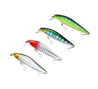 Realistic Slow Sinking Minnow Lure Set, 4pcs 7cm Hard Baits with Snap for Long-Distance Casting, Wobbling Tail for Bass, Multiple Weights