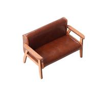 Realistic Small Leather Sofa For Dollhouses 1 12 Scale Living Room Furniture Home Accessory Handmade Creative Toy Dollhouses Sofa Accessory